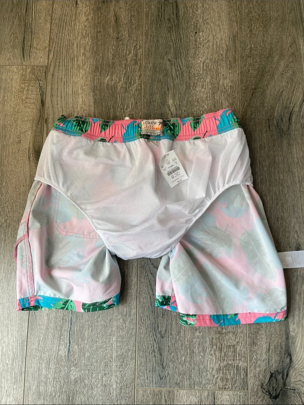 J. Crew Pink Tropical Leaf Swim Trunks